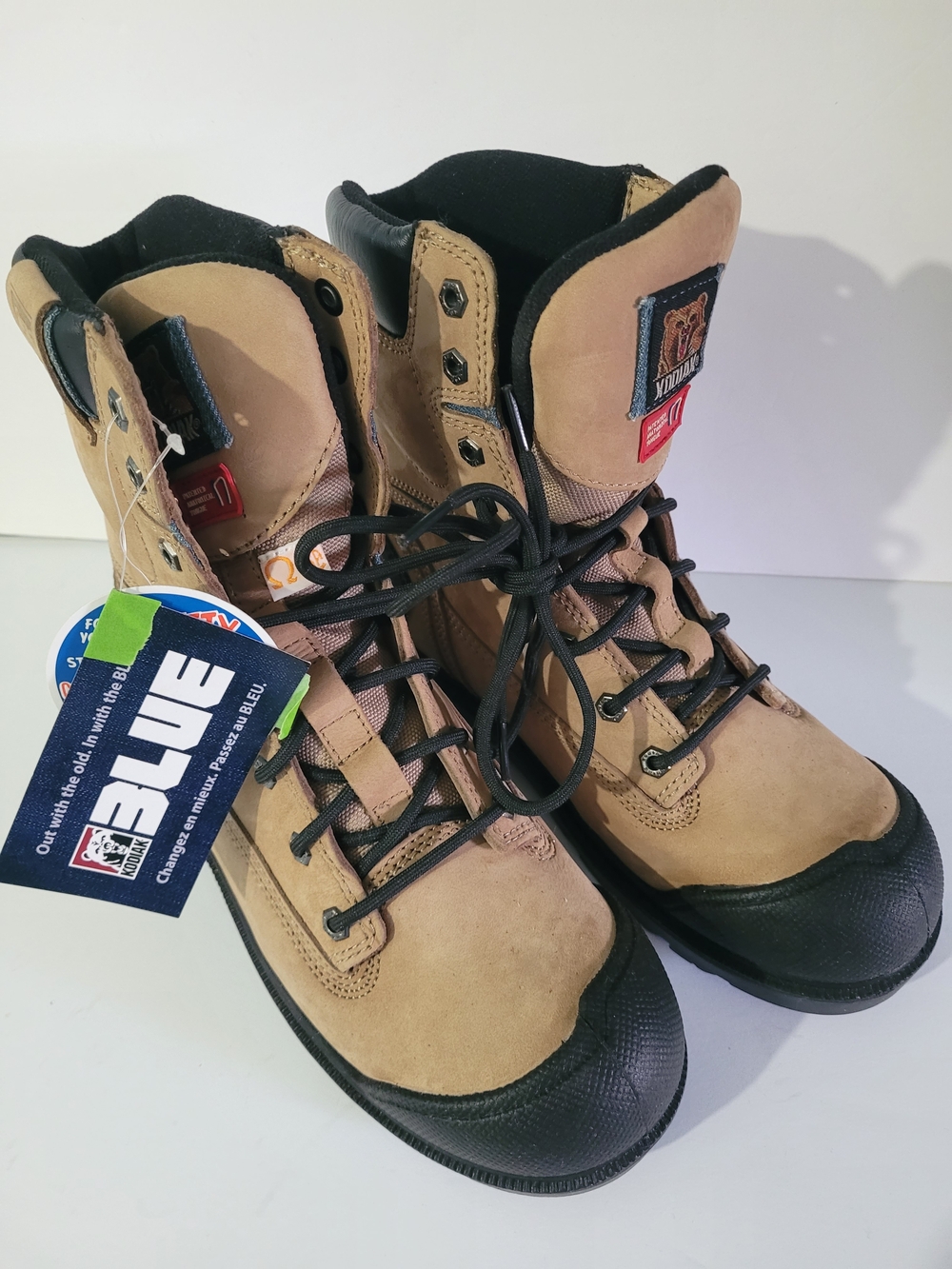 Kodiak Blue Tan Work Boots with Black Toe Caps